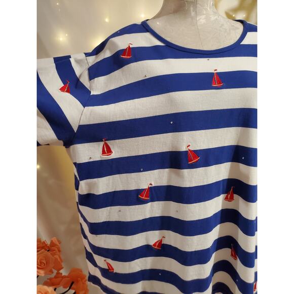 Quacker Factory Set of 2 Nautical Sailboat Rhinestone Short Sleeve Tops Size 3X - Picture 7 of 12